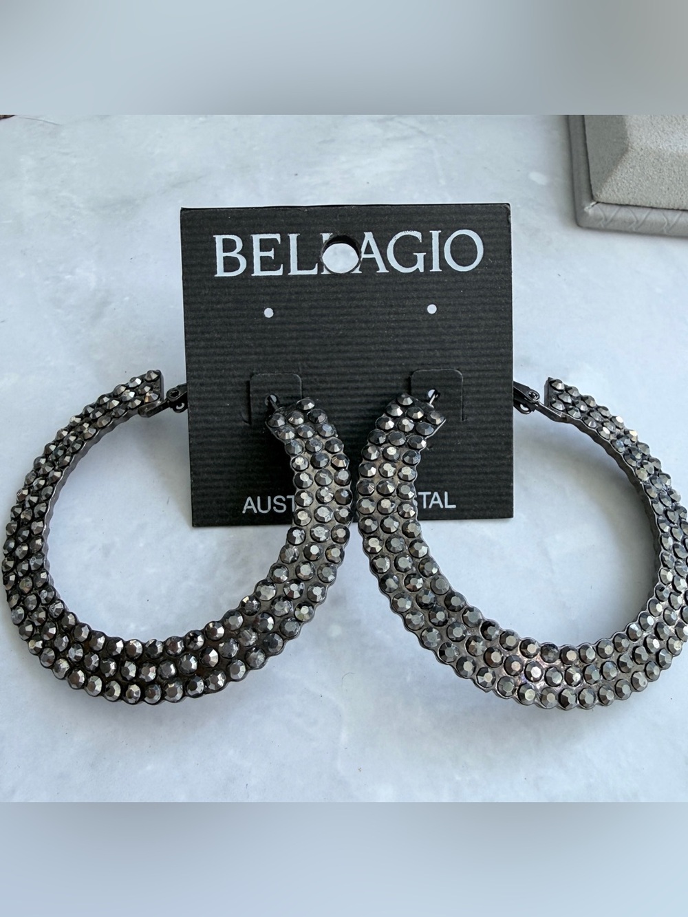 Belagio Gunmetal Crystal-Embellished Hoop Earrings